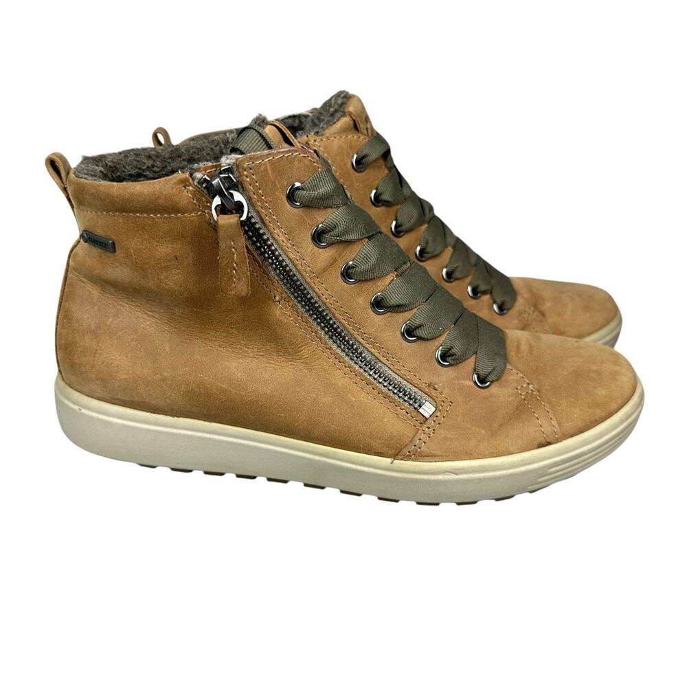 ECCO Ankle Boots Soft 7 Tred GTX Womens 7 Sage Oiled Nubuck Tan HighTop Outdoors
